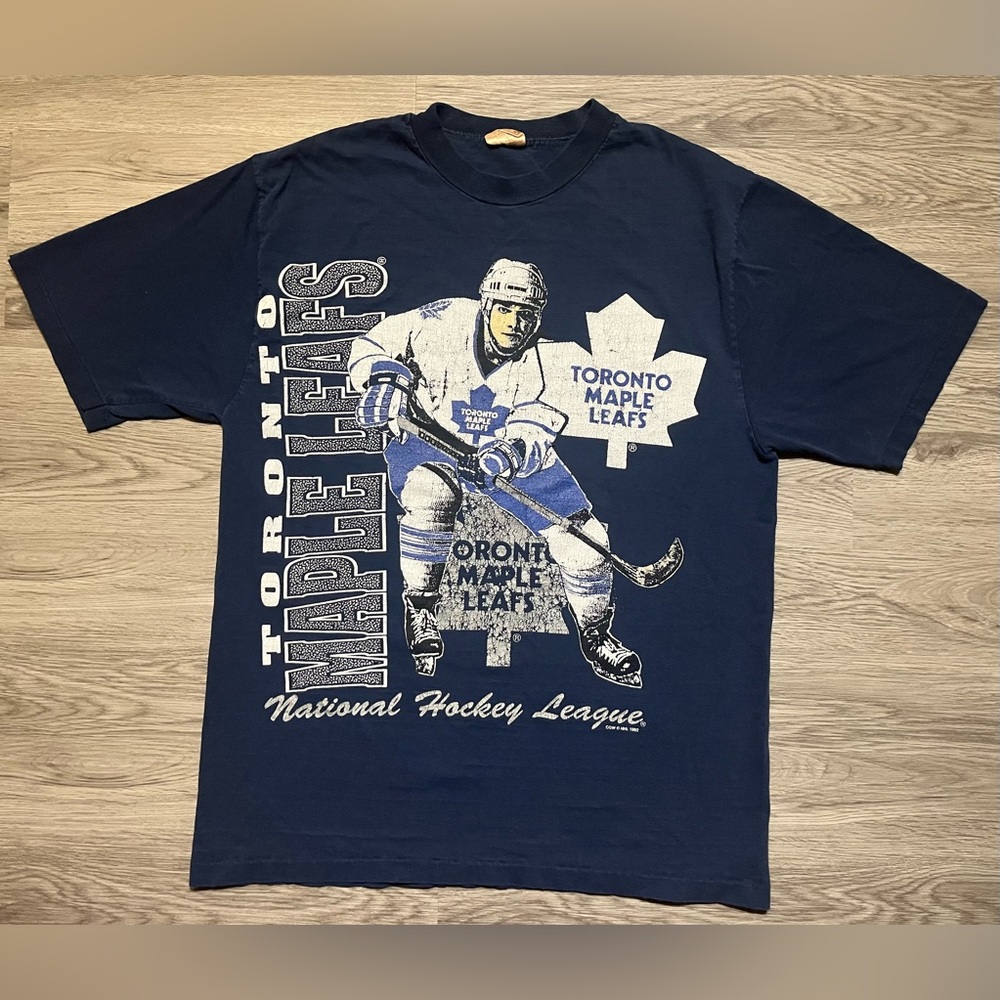 1992 Toronto Maple Leafs NHL hockey graphic single stitch T-shirt vintage M